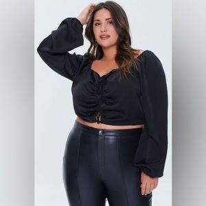 Black Satin Crop Top
